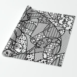 Svart- & vitmönsterPatchwork 04 Presentpapper