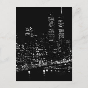 Svart- & vitNew York City natt Vykort