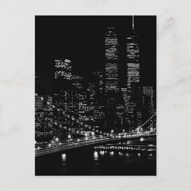 Svart- & vitNew York City natt Vykort (Framsida)