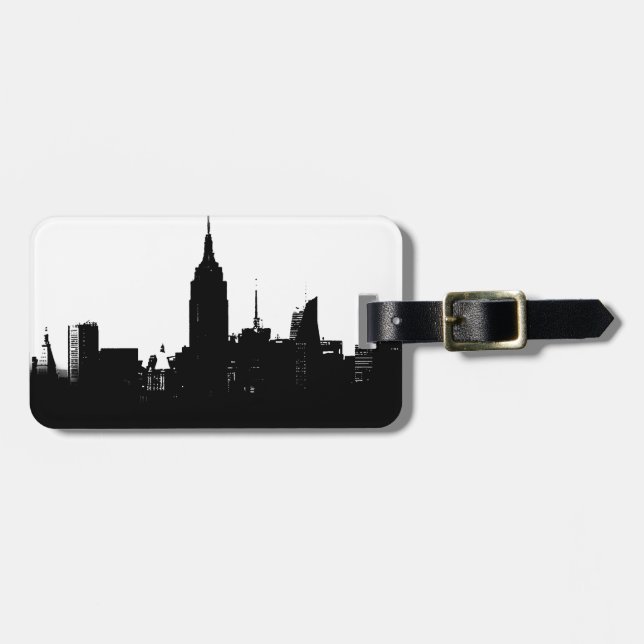 Svart vitNew York Silhouette Bagagebricka (Horisontell Framsida)