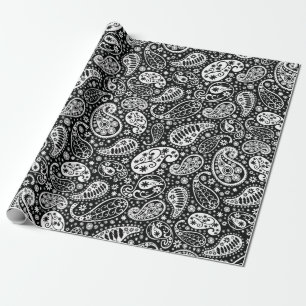 Svart- & vitPaisley blommigt Presentpapper