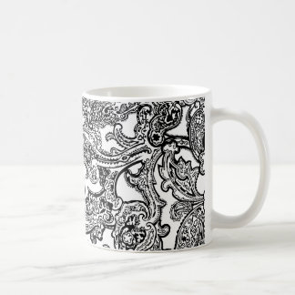 svart vitpaisley mugg
