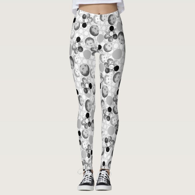 Svart- & vitPickleballs damasker Leggings (Framsida)