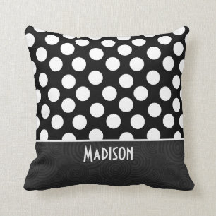 Svart- & vitpolka dots kudde