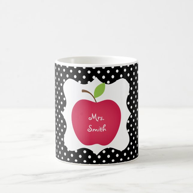 Svart- & vitpolkaen pricker den röda Apple lärare Kaffemugg (Center)