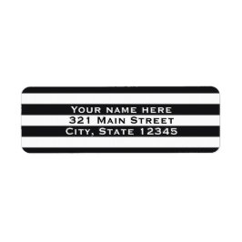 Svart-vitrandig etikett för adress på inbjudan returadress etikett