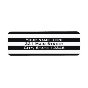 Svart-vitrandig etikett för adress på inbjudan returadress etikett