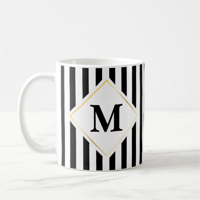 Svart vitrandMonogram Kaffemugg (Vänster)