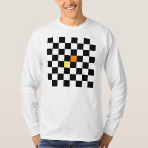 Svart vitschackbräde med gul orange färg t shirt