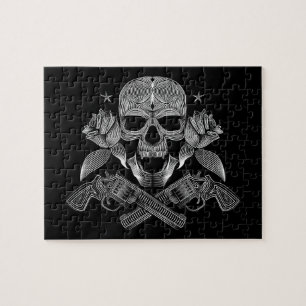 Svart & vitskalle och vapen pussel