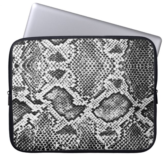 Svart- & vitSnakeskin mönster Laptop Sleeve (Framsidan)