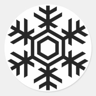 Svart- & vitSnowflake Runt Klistermärke