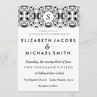 Svart- & vitspanjoren belägger med tegel inbjudningar