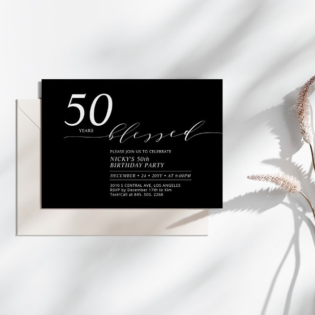 Svart & Vitt | 50 år älskade 50-årsfest Inbjudningar (Skapare uppladdad)
