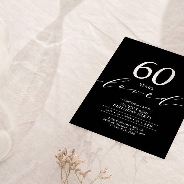 Svart & Vitt | 60 år älskade 60-årsfest Inbjudningar (Skapare uppladdad)