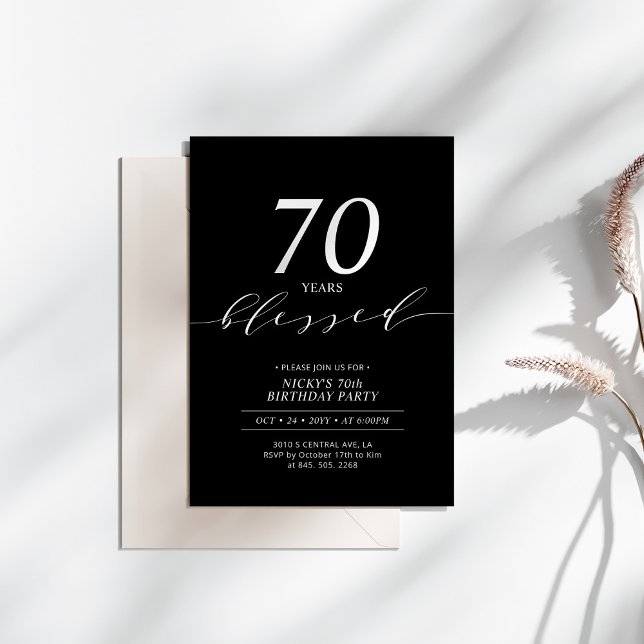 Svart & Vitt | 70 år älskade 70-årsfest Inbjudningar (Skapare uppladdad)