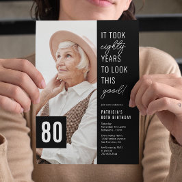Svart & Vitt 80-årsfirande Foto Inbjudningar