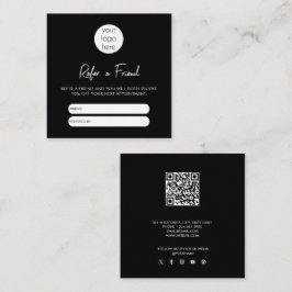 Svart Vitt Affärs Rekommendationskort Fyrkantigt Visitkort