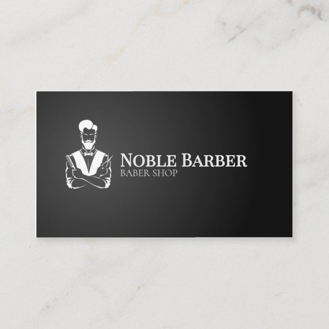 Svart & Vitt Barber Affärskort | Modern Barberare Visitkort (Framsida)