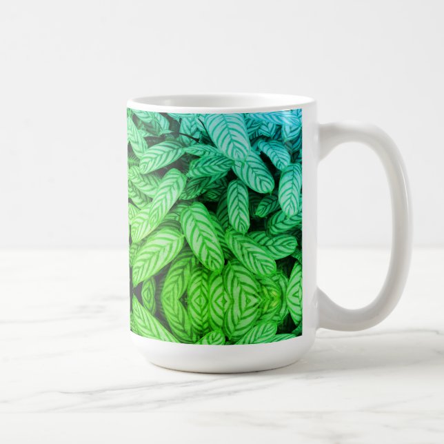 Svart & Vitt Bladmönster  Kaffemugg (Höger)