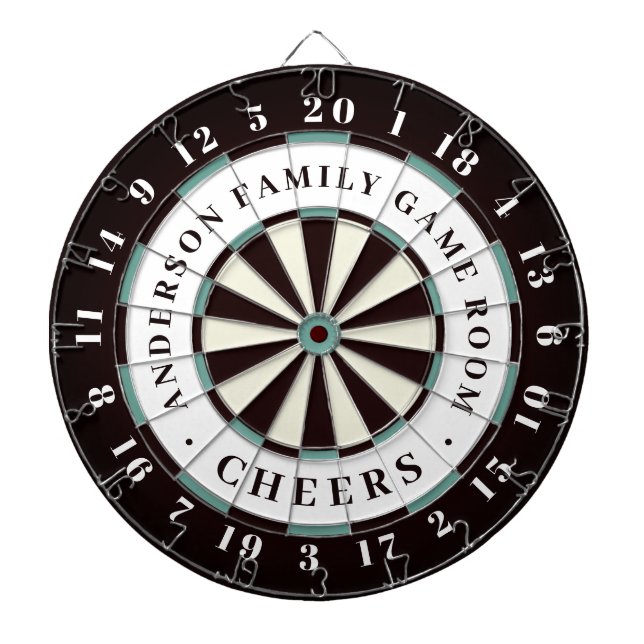 Svart Vitt & Blått | Familjens Spelrum Monogram Darttavla (Framsidan)