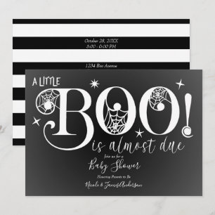 Svart & Vitt BOO Elegant Bebis-fest Inbjudningar