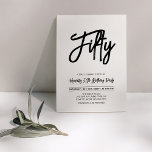 Svart & Vitt | Chic Fifty 50-årsfest Inbjudningar<br><div class="desc">Fira din speciella dag med denna enkla och stilrena inbjudan till 50-årsfest. Designen har en chic penselskrift med en ren layout i svart och vit färg. Fler designs finns tillgängliga i min butik BaraBomDesign.</div>