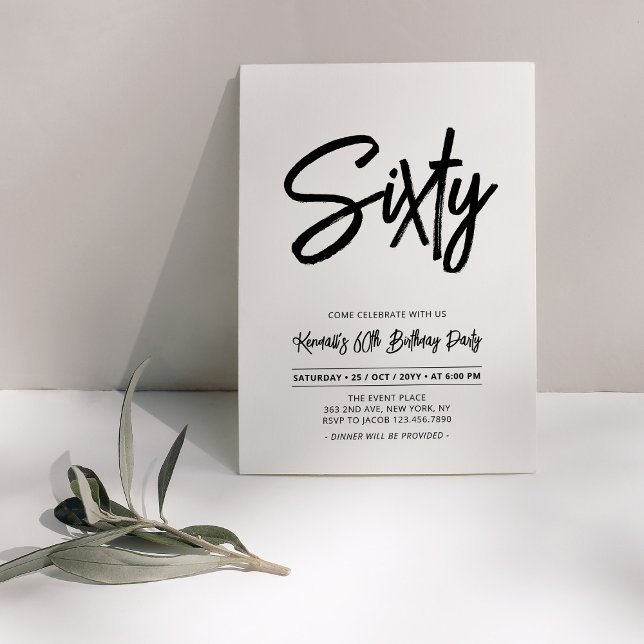 Svart & Vitt | Chic Sixty 60-årsfest Inbjudningar (Skapare uppladdad)