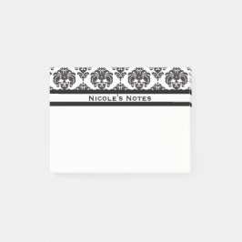 Svart & Vitt Damastmönster Modern Personlig Post-it Block