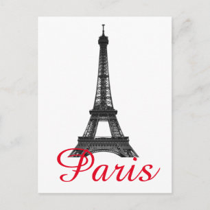 Svart Vitt Eiffeltornet Paris Kärlek Stad Resa Vykort