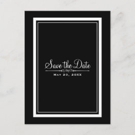 Svart & Vitt Elegant Chic Bröllop Spara Datumet Meddelande Vykort