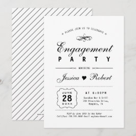 Svart & Vitt | Elegant Förlovningsparty Inbjudningar