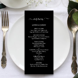 Svart & Vitt Elegant Modernt Minimalistiskt Bröllo Meny