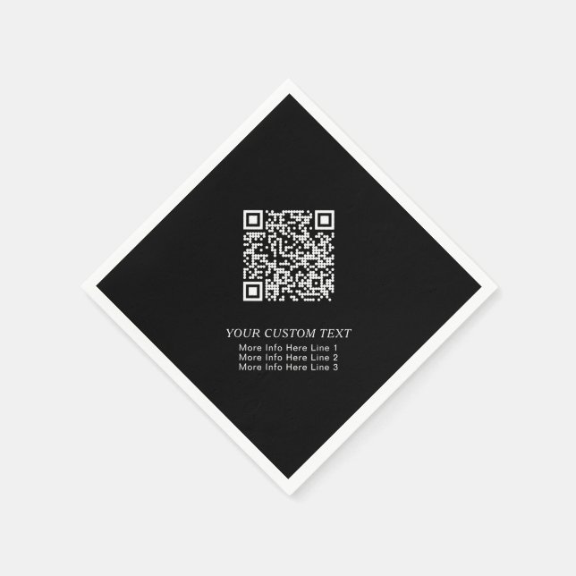 Svart & Vitt Enkel QR-kod för Affärsbefrämjande Pappersservett (Hörn)