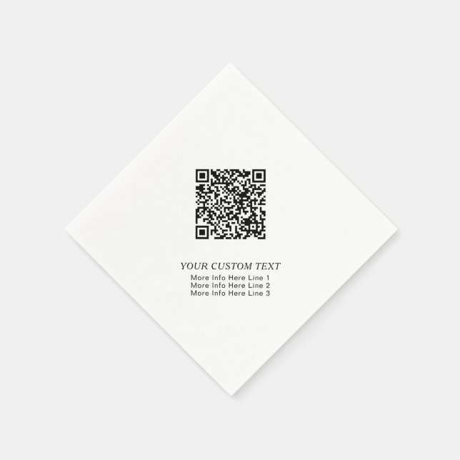 Svart & Vitt Enkel QR-kod för Affärsmarknadsföring Pappersservett (Hörn)