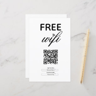 Svart Vitt Enkelt Gratis Wi-Fi QR-kod ställe
