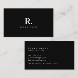 Svart Vitt Fet Punkt Monogram Modern Minimalistisk Visitkort