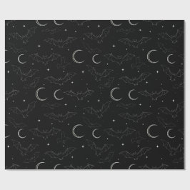 Svart Vitt Fladdermöss Måne Celestial Halloween Mö Presentpapper