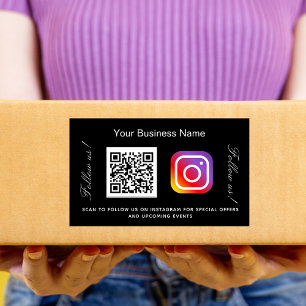 Svart, vitt företag, namn qr-kodinstagram rektangulärt klistermärke