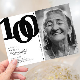 Svart Vitt Foto 100-årsfest Inbjudningar