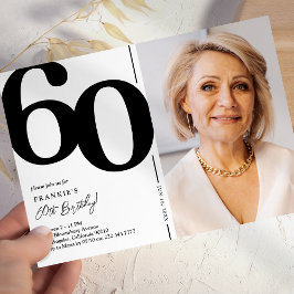 Svart Vitt Foto 60-årsfest Inbjudningar