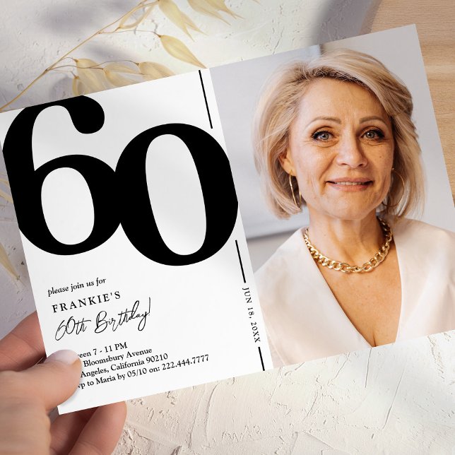 Svart Vitt Foto 60-årsfest Inbjudningar (Skapare uppladdad)