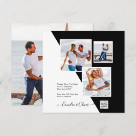 Svart Vitt Foto Bröllopsinbjudan QR-kod Spara Datu