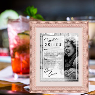 Svart Vitt Foto Bröllopspar Signaturdryck Poster
