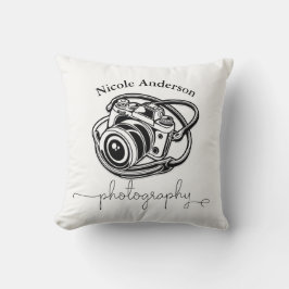 Svart Vitt Fotografi Kamera Logotyp Grafik Kudde
