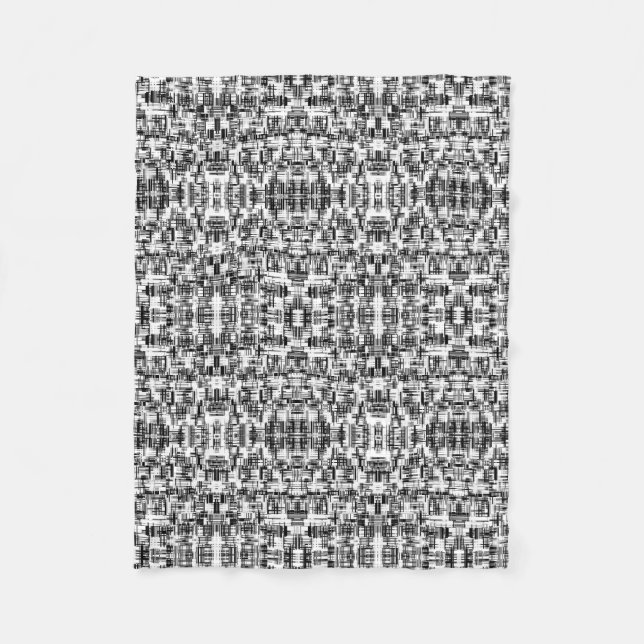 Svart Vitt Geometriskt Mandala Mönster Fläskfiltar Fleecefilt (Framsidan)