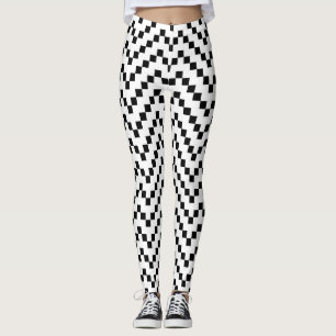 Svart Vitt Geometriskt Mönster Leggings