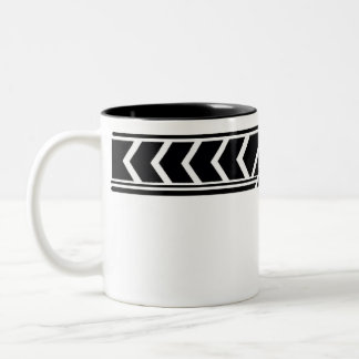 Svart Vitt Geometriskt Tribalmönster Klassisk Mugg