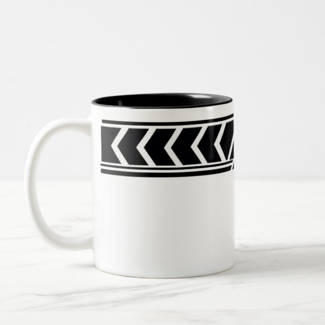 Svart Vitt Geometriskt Tribalmönster Klassisk Mugg (Vänster)
