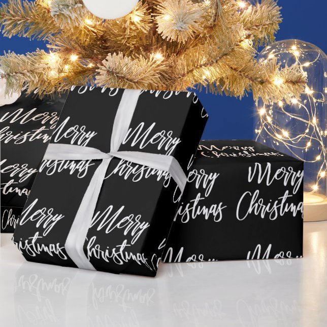 Svart Vitt God Jul Kalligrafi Presentpapper (Helgdagar)